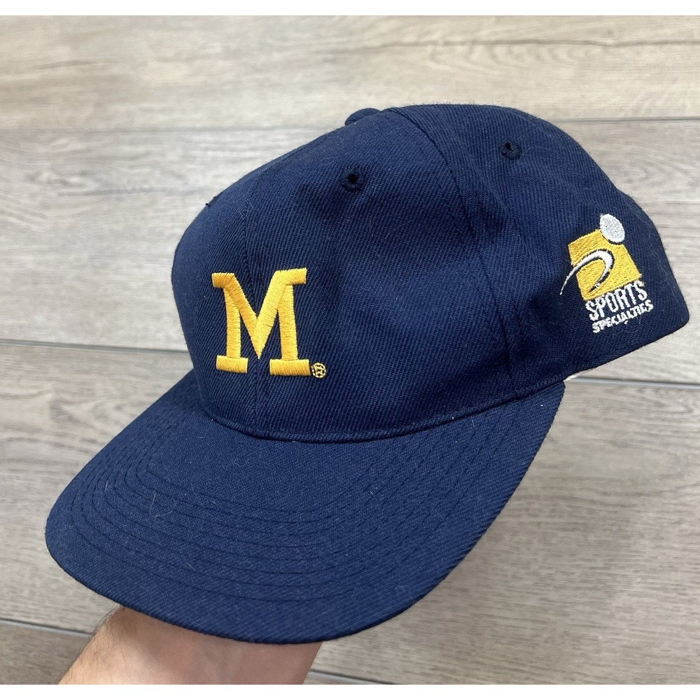 Sports Specialties Michigan Snapback Hat Mens Navy Blue Vintage Block M NCAA